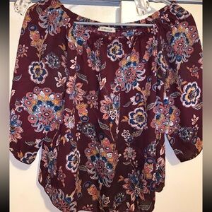 Floral Women's Top - Burgundy